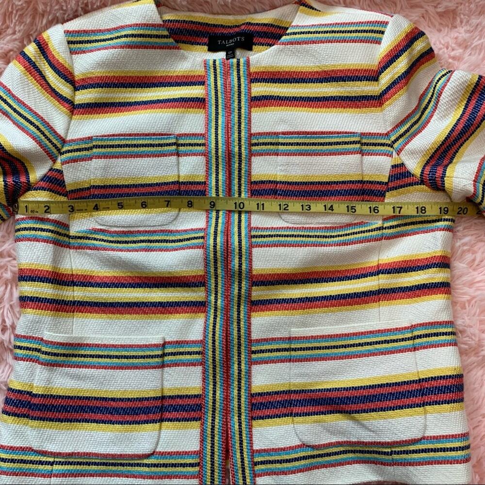 Talbots Multi-Color Stripe Textured Collarless Ho… - image 2